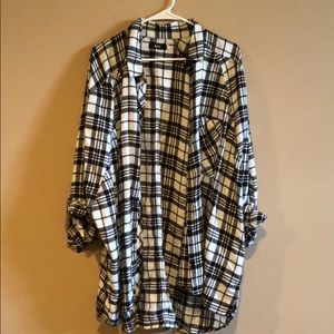 BDG Black & White Oversized Plaid Button-down